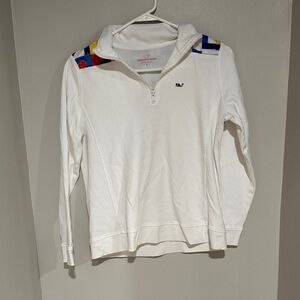 Vineyard Vines Mens‎ White Quarter Zip Sweater Nautical Flag Accents Small